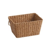 하우스레시피 PP라탄 손잡이 수납바스켓 L, 브라운, 1개