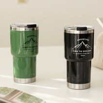 쓰임 마운틴 스텐 텀블러 2종 세트, 500ml, 블랙, 카키