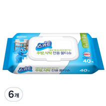 스카트 주방 식탁 전용 물티슈 40매, 6개
