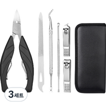네일 케어 니퍼 손톱깎이 6종 세트, 블랙, 3세트