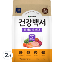 건강백서 강아지 전연령 중성화 후 케어 건식사료, 2kg, 닭, 2개