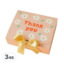 도나앤데코 직사각 선물 포장 상자 소 5p + 리본 5p, 데이지 살구, 3세트