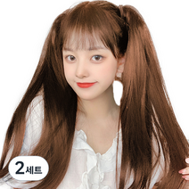 가발위드 양갈래 끈 포니테일 2p 세트, 골드브라운, 2세트