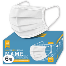 MAME 3중구조 일회용 마스크, 50개입, 6개, 화이트