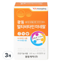 광동제약 멀티 비타민 미네랄 500mg, 60정, 3개