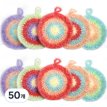 제이앤제이 반짝이 아크릴 수세미 무지개, 50개, 1개입