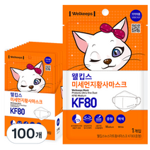 웰킵스 미세먼지황사마스크 중형 KF80, 1개입, 100개