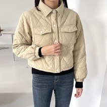 부루앤쥬디 여성용 누빔 포켓 경량 크롭 점퍼