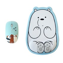 위베어베어스 저소음 무선 마우스 DV-WM12 + 손목보호 마우스패드, 삼둥이