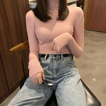 레몬소울 여성용 한들 슬림 폴라 니트티