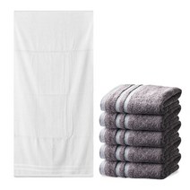 소프트터치 호텔 세면 타월 190g 뱀부얀 5p + 바스타월 560g 뱀부얀 세트, 수건(그레이), 바스타월(화이트), 1세트
