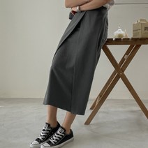 뒷밴딩 랩 일자핏 롱스커트