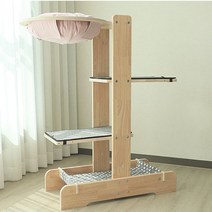 캣츠빌 고무나무 UV코팅 원목 아쭈 캣타워 H A타입, 핑크(천해먹 상단), 그레이(하단), 그레이(카페트), 1개