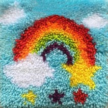 예끼유엘스타일 스킬자수 쪼꼬미 방석 DIY 패키지 30 x 30 cm, E1별구름무지개
