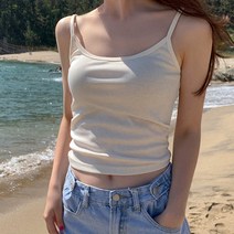 큐니걸스 여성용 크롭 골지 나시