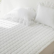 이불넷 시어서커 프레시 고정밴드형 누빔 침대패드, 화이트