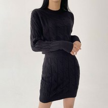 플랜데이 러블리 꽈배기 크롭 니트 + 미니 스커트 세트