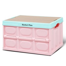 마켓플랜 우드상판 폴딩박스 56L, 밀크핑크, 1개