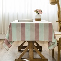 마켓에이 스트라이프 린넨 식탁보, 핑크, 90 x 140 cm