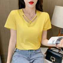자취남녀 여성용 라운드 포인트 반팔 티셔츠