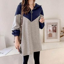 브이 캐주얼 오버핏 빅사이즈 임산부 지퍼 후드티