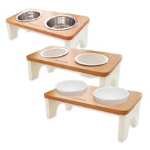 모나지오 반려동물 스위트 원목식기 2구 + 스텐 2p + 도자기 2p + 멜라민 2p, 네츄럴 화이트(스위트 원목식기)