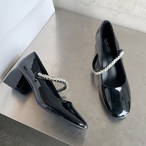 큐빅 스트랩 퀸스 메리제인 구두 5cm