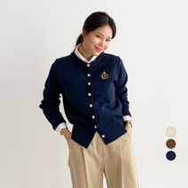 바블링브룩 여성용 자수 라운드넥 니트 가디건