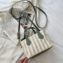 밀짚 짜임 스트라이프 컬러 크로스백 미니백
