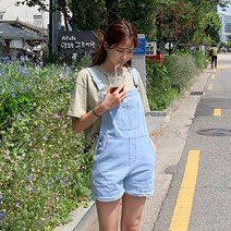큐니걸스 세상발랄 롤업 데님 멜빵 팬츠 vol 396