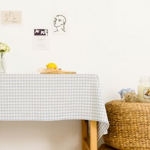 멜란체크 코튼 식탁보, 블루, 200 x 110cm