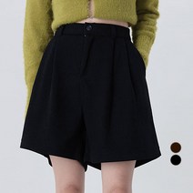 어썸어라운드 여성용 기모 코듀로이 핀턱 5부 팬츠
