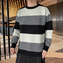 남성용 마켓A 쓰리톤 스트라이프 니트