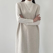 어반프랑 여성용 샌드 베이직 무지 목폴라 니트