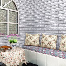 쿼르디 쉽게 붙이는 벽돌 벽지 방수 시트지, 정렬 그레이