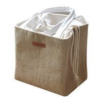 마켓감성 휴대용 방수 점심 피크닉 가방, 브라운