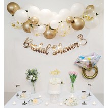 올리브파티 브라이덜샤워 풍선 가랜드 4인 세트, 1세트, 크롬골드 벌룬