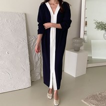 보리맘 와이 배색 롱 원피스 빅사이즈 임부복 a751