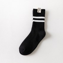 남성용 스트라이프 스포츠양말 2족, 블랙화이트줄(AA1213-1)