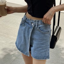 여성용 제니 랩 치마 청반바지