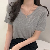 체리체리 여성용 브이넥 레이온 반팔 티셔츠