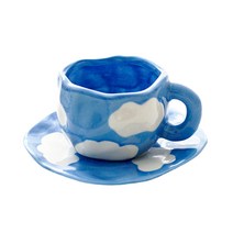 에고이즘 뭉게구름 어글리 머그컵 250ml 세트, 블루, 1세트