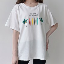 해피 배케이션 바캉스 임산부 반소매 수유 티셔츠