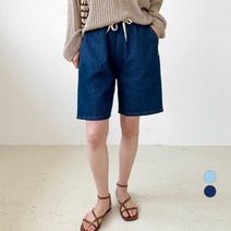 보에리에 여성용 밴딩 데님 5부 팬츠