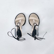 여성용 레이스업 끈 스트랩 샌들힐 C157_C9354