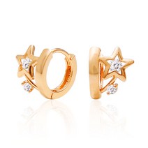 미니아트 여성용 14K 골드핀 스타 로드 귀걸이 MS506