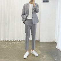 아도르클래식 남성용 럭스 시어서커 한여름 봄 가을 캐주얼 스판 정장 수트 세트