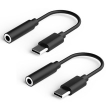 프라임큐 삼성 갤럭시 스마트폰 USB C-3.5mm 이어폰 젠더 2p, 5mm, 블랙, 2개