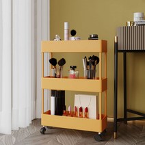 더자카 모던심플 무빙 다용도 틈새수납 트롤리, 옐로우