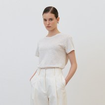 르 여성용 퓨어 린넨 하프 슬리브 티셔츠